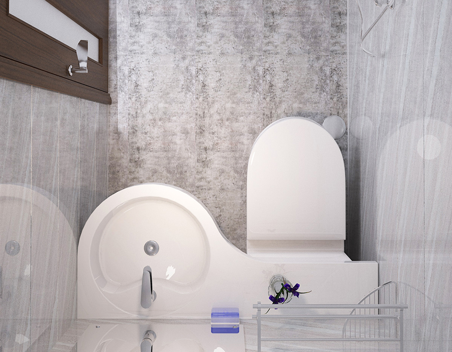 Baño integrado de vivienda social con estructura de panel de fibra de resina completa