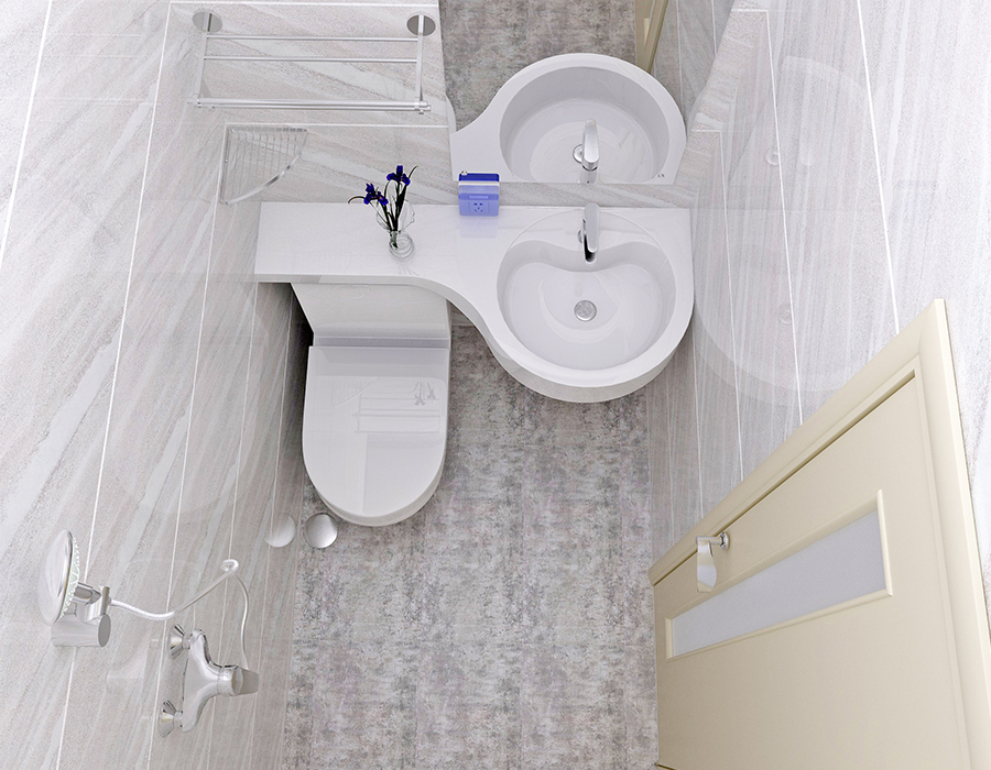 Baño integrado de vivienda social con estructura de panel de fibra de resina completa