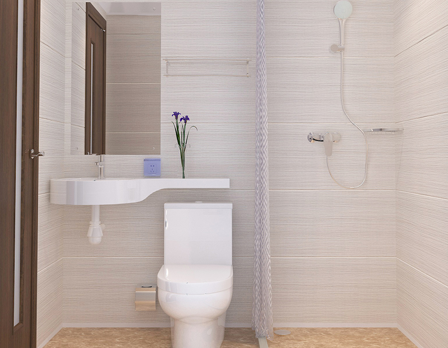 Baño modular de hotel con construcción completa de paneles de fibra de resina PEC