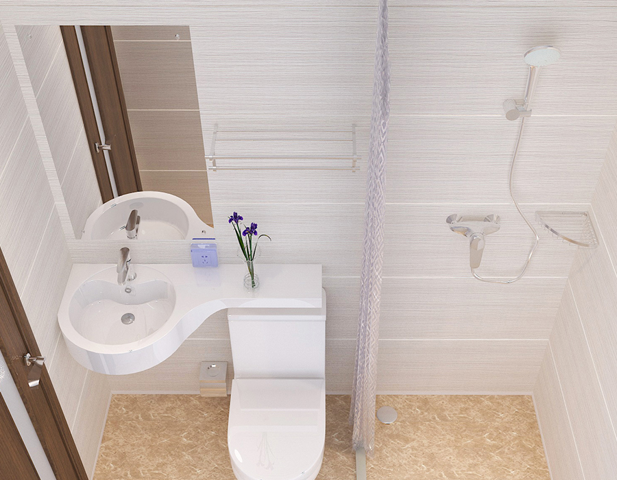 Baño modular de hotel con construcción completa de paneles de fibra de resina PEC