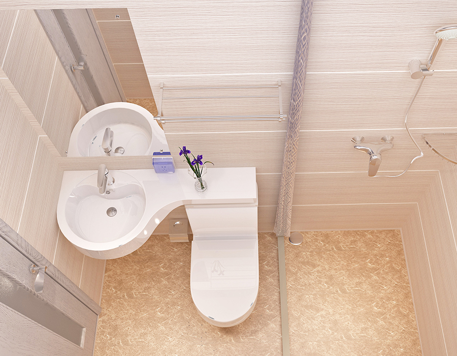 Baño modular de hotel con construcción completa de paneles de fibra de resina PEC