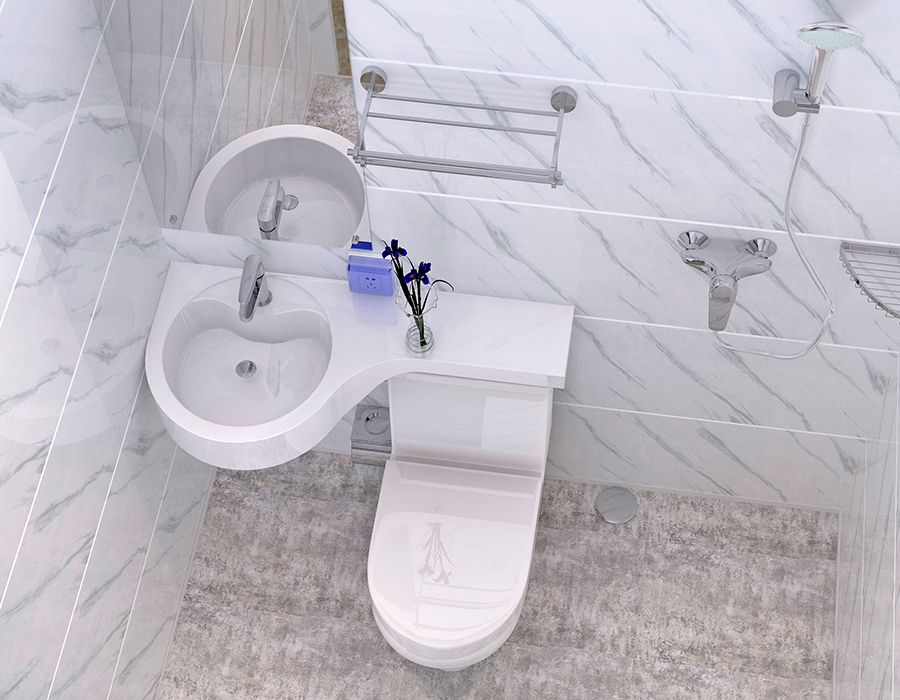 Baño modular integrado para residencias de ancianos