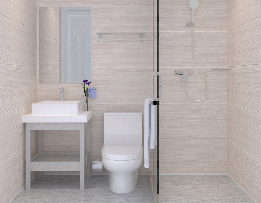 Baño modular con construcción de panel completo para una instalación rápida