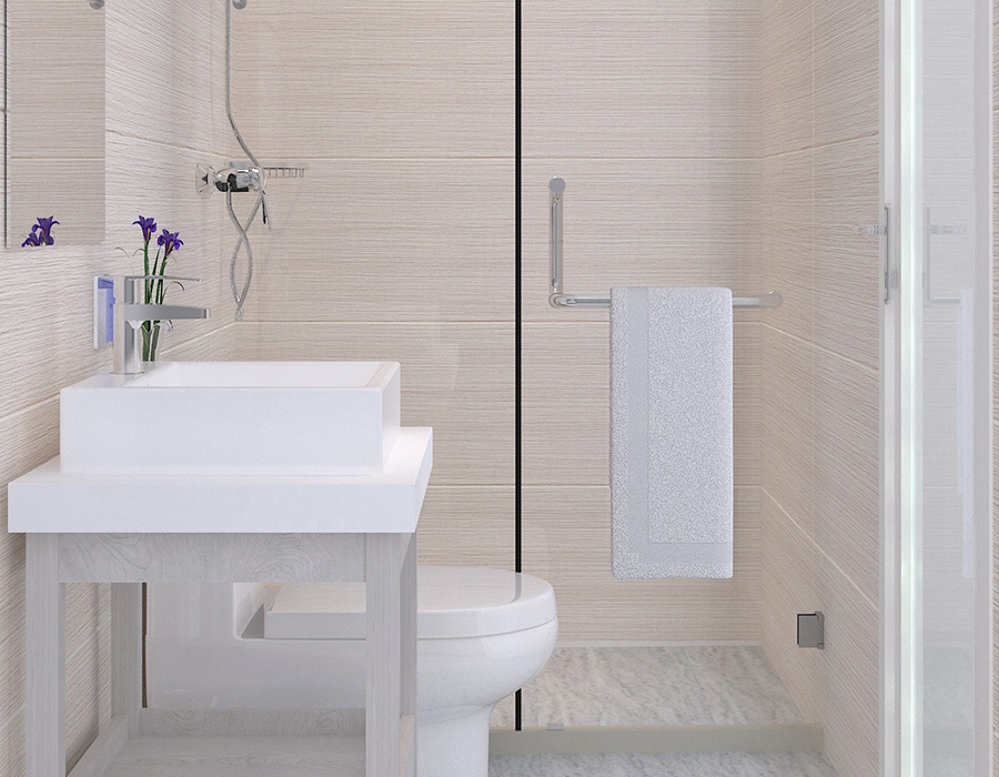 Baño modular con construcción de panel completo para una instalación rápida