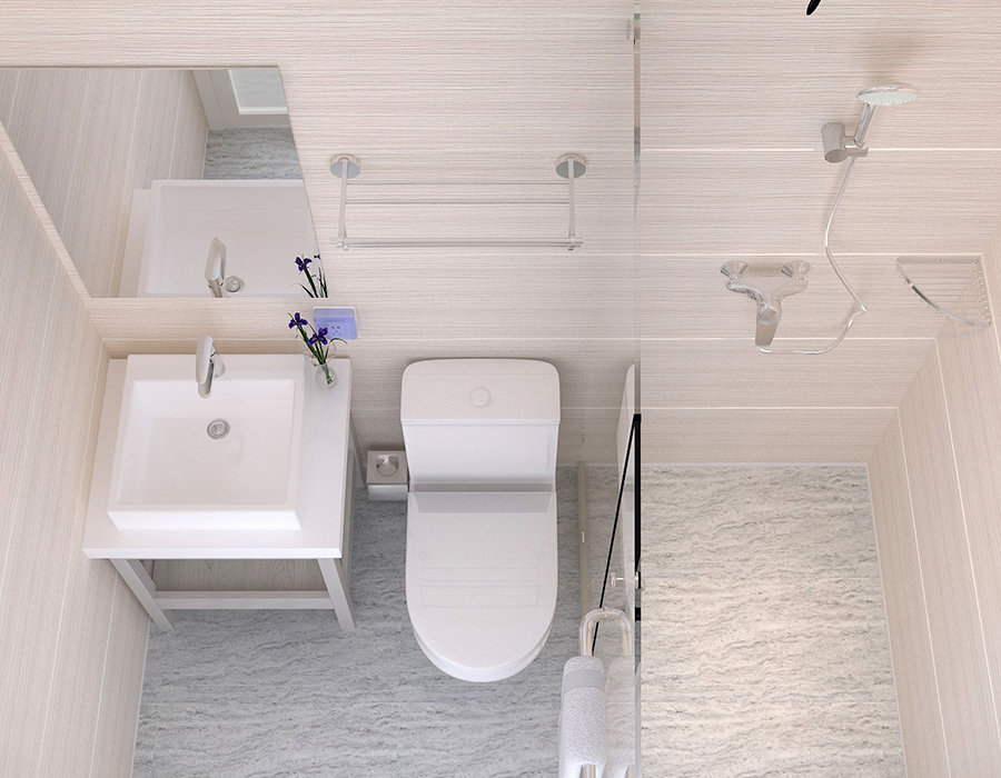 Baño modular con construcción de panel completo para una instalación rápida