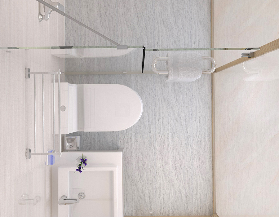 Solución de baño integrada con sistema de paneles completos para instalaciones prefabricadas