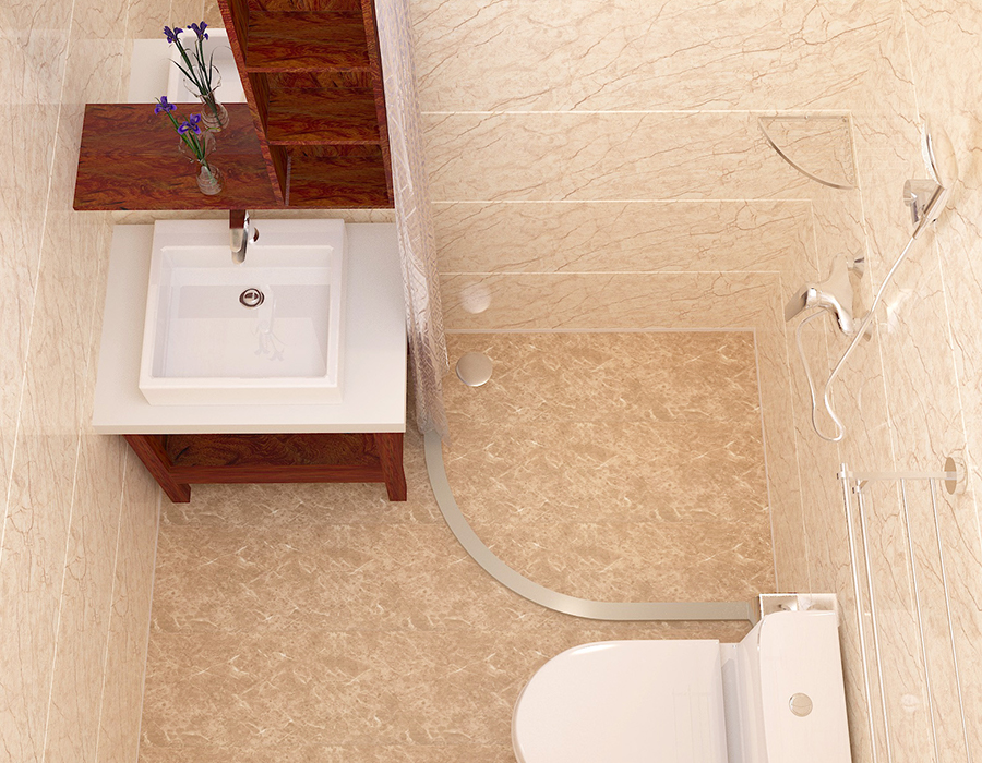 Baño modular de instalación rápida con paneles interiores de fibra de resina PEC