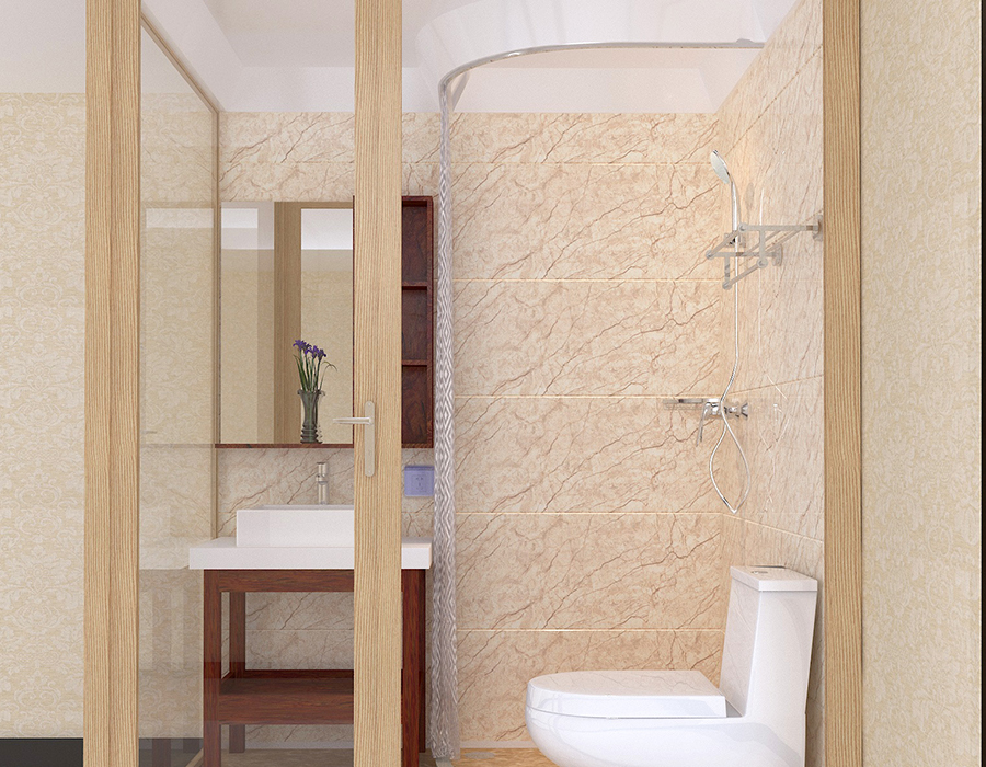 Baño Integrado Exterior de Vidrio con Paneles Interiores de Fibra de Resina