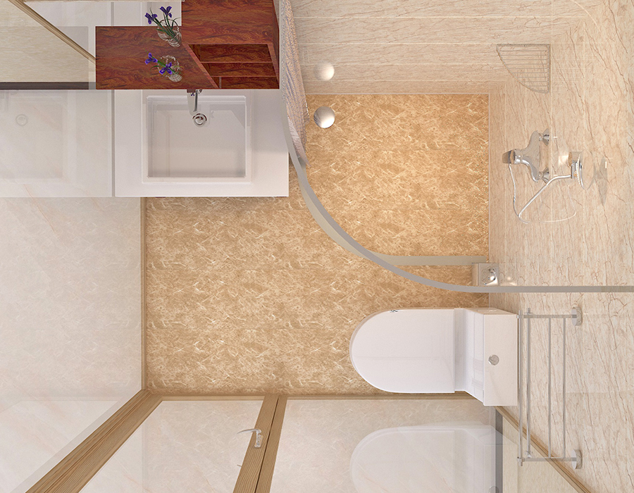 Baño Integrado Exterior de Vidrio con Paneles Interiores de Fibra de Resina