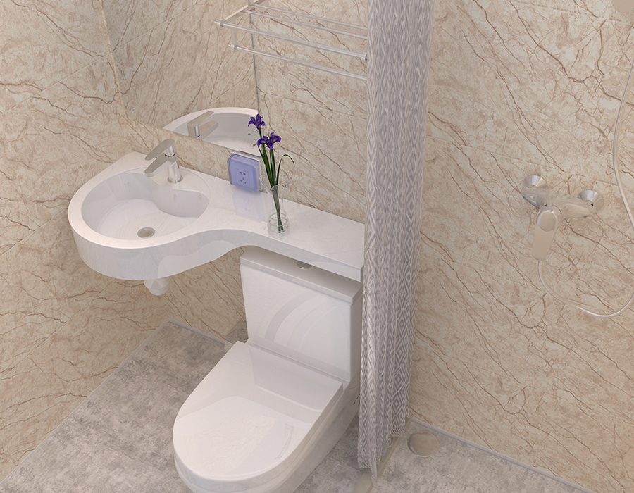 Baño modular de fibra de resina PEC de paneles completos