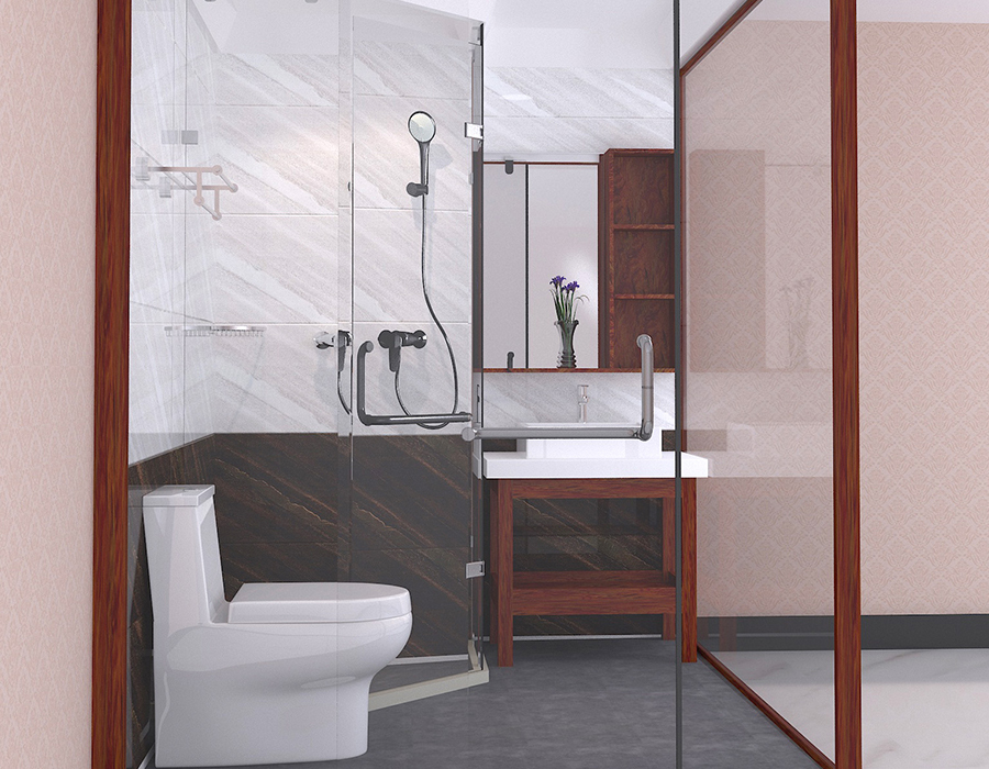 Unidad de baño de hotel prefabricada con paneles de fibra de resina PEC y base de cerámica blanda RTM
