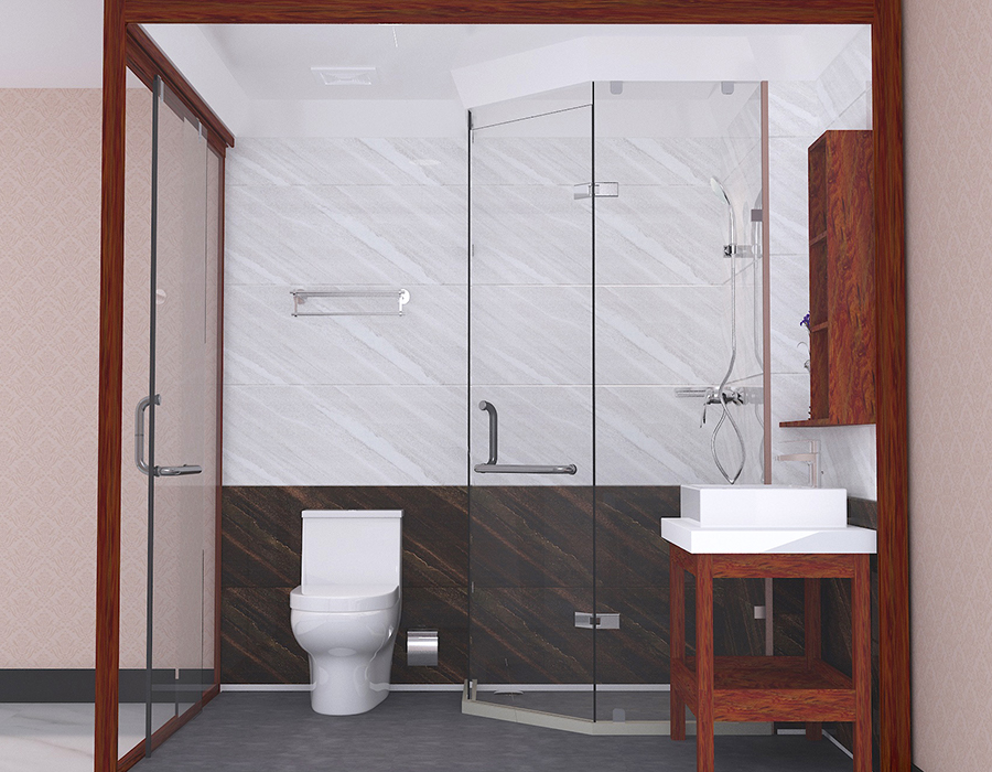 Unidad de baño de hotel prefabricada con paneles de fibra de resina PEC y base de cerámica blanda RTM