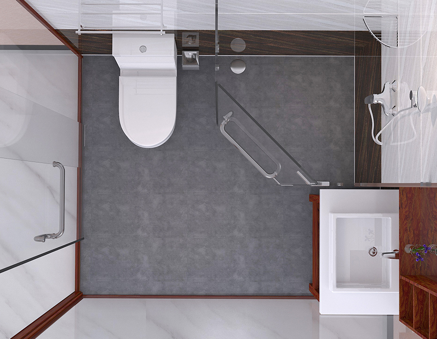 Unidad de baño de hotel prefabricada con paneles de fibra de resina PEC y base de cerámica blanda RTM