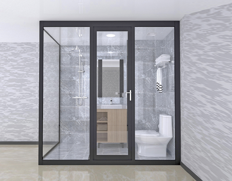Baño de montaje de vidrio de pared exterior