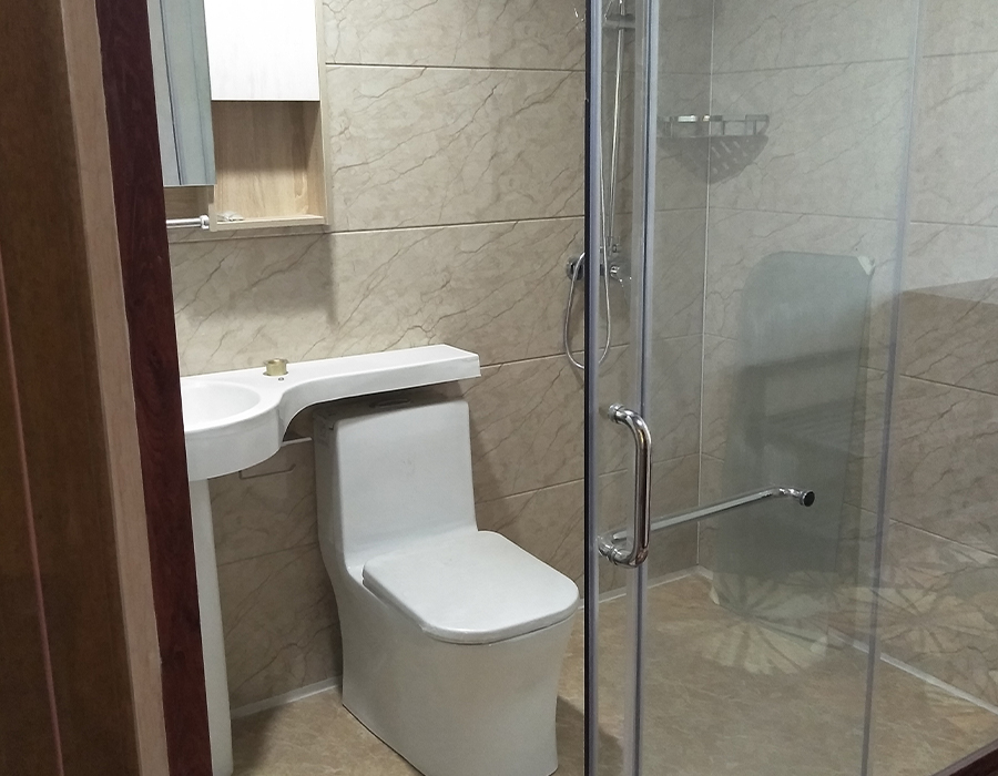 Baño de montaje de vidrio de pared exterior