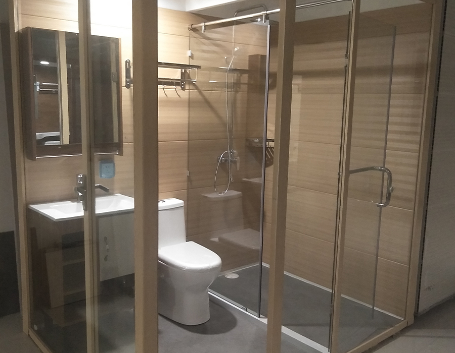 Baño de montaje de vidrio de pared exterior